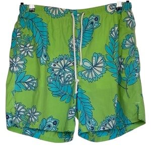 Lilly Pulitzer Via Palm Beach Floral Drawstring Swim Trunks Board Shorts Size M